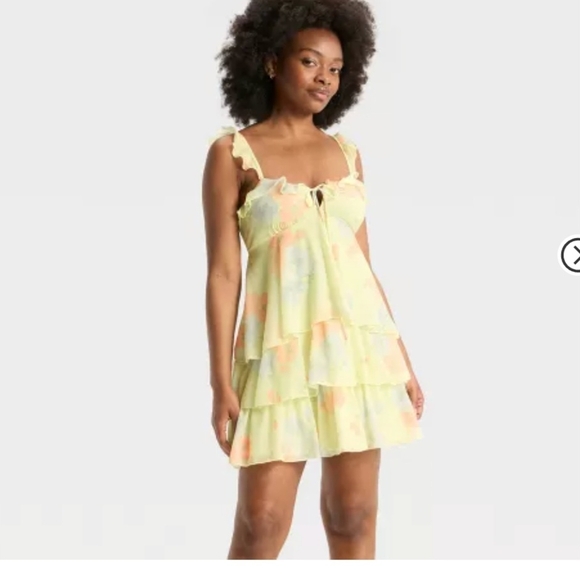 wild fable Dresses & Skirts - Wild Fable Yellow Floral Tiered Dress